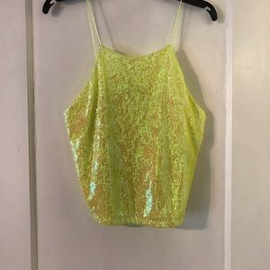 Zara sequin lime green crop